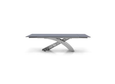 Zara Extending Table in Black Glass Top by Acazzi